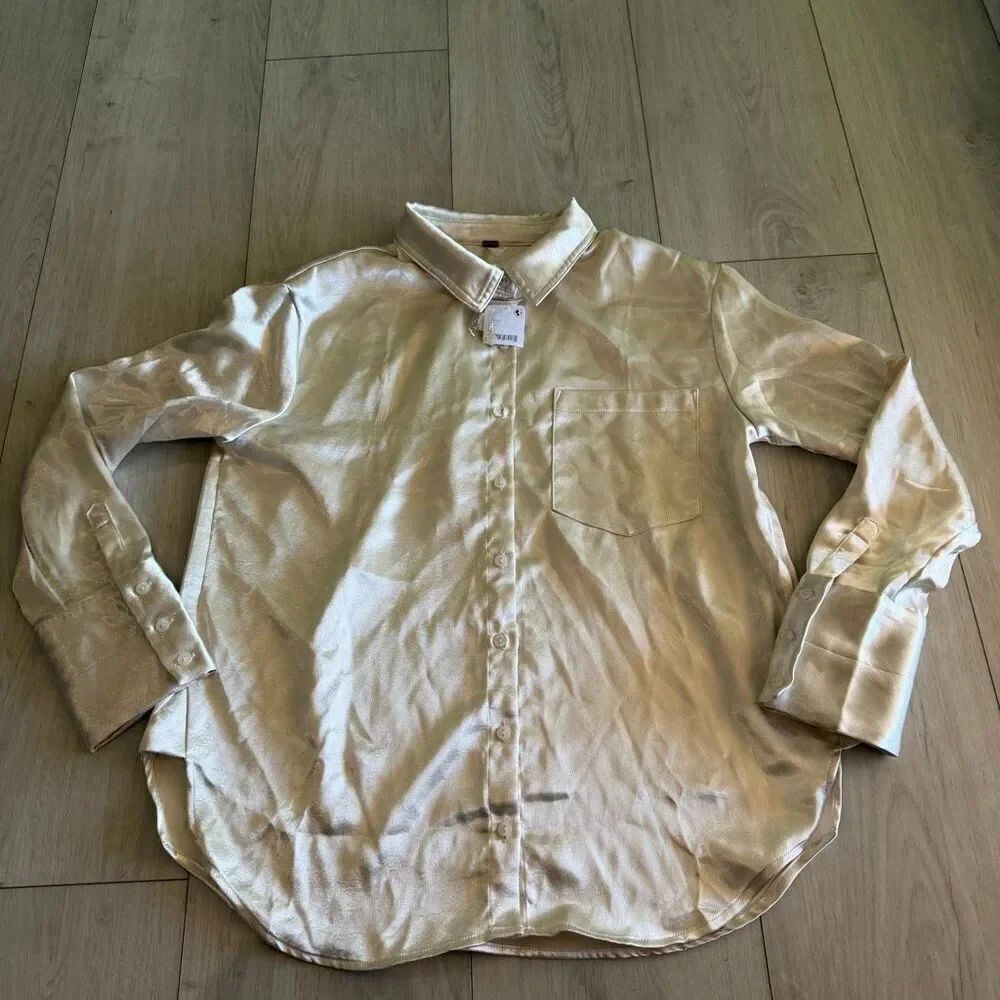 Free people womens Shimmer Shirt size m